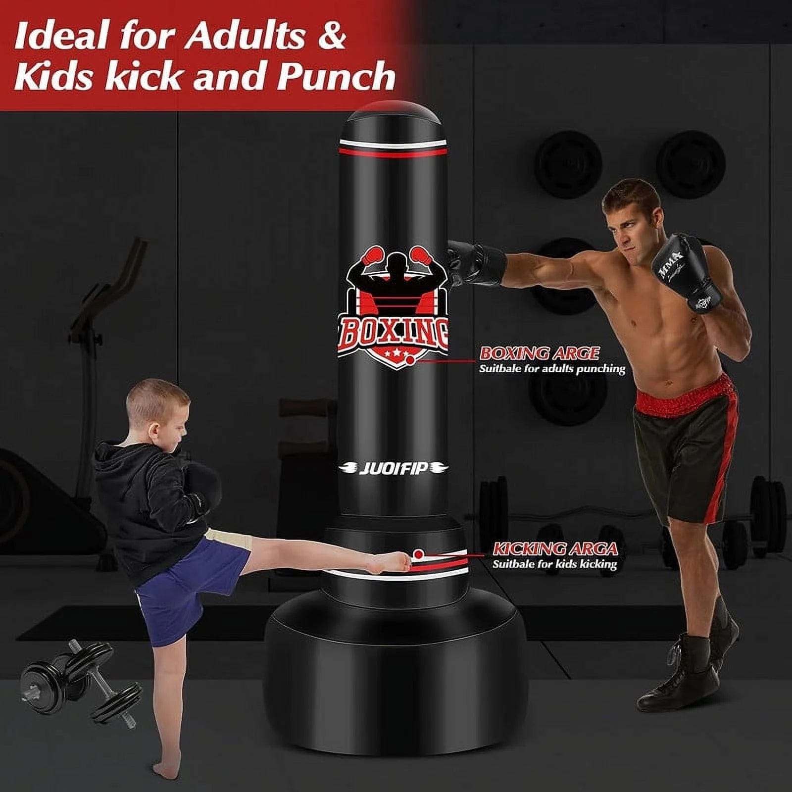 Punching Bag with Stand Adult 70”- Freestanding Heavy Boxing Punching Bag with Boxing Gloves and Electric Air Pump, Women Men Stand Kickboxing Bags for Training MMA Muay Thai Fitness Beginners Red