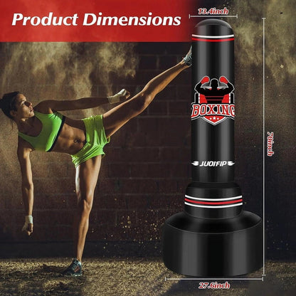 Punching Bag with Stand Adult 70”- Freestanding Heavy Boxing Punching Bag with Boxing Gloves and Electric Air Pump, Women Men Stand Kickboxing Bags for Training MMA Muay Thai Fitness Beginners Red