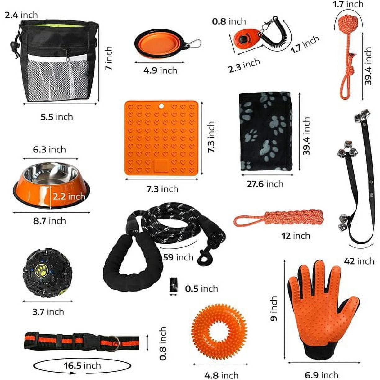 Puppy Starter Kit, Dog Toys, Dog Bed Blankets, Puppy Dog Grooming Tool, Training, Toys, Training Bells Dog Leashes Accessories for Dogs Gift for New Puppies Orange 23 Pieces Orange