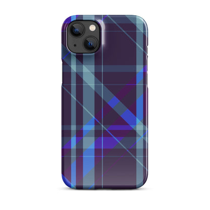 Purple Blue Plaid pattern Snap case for iPhone® iPhone 14 Plus