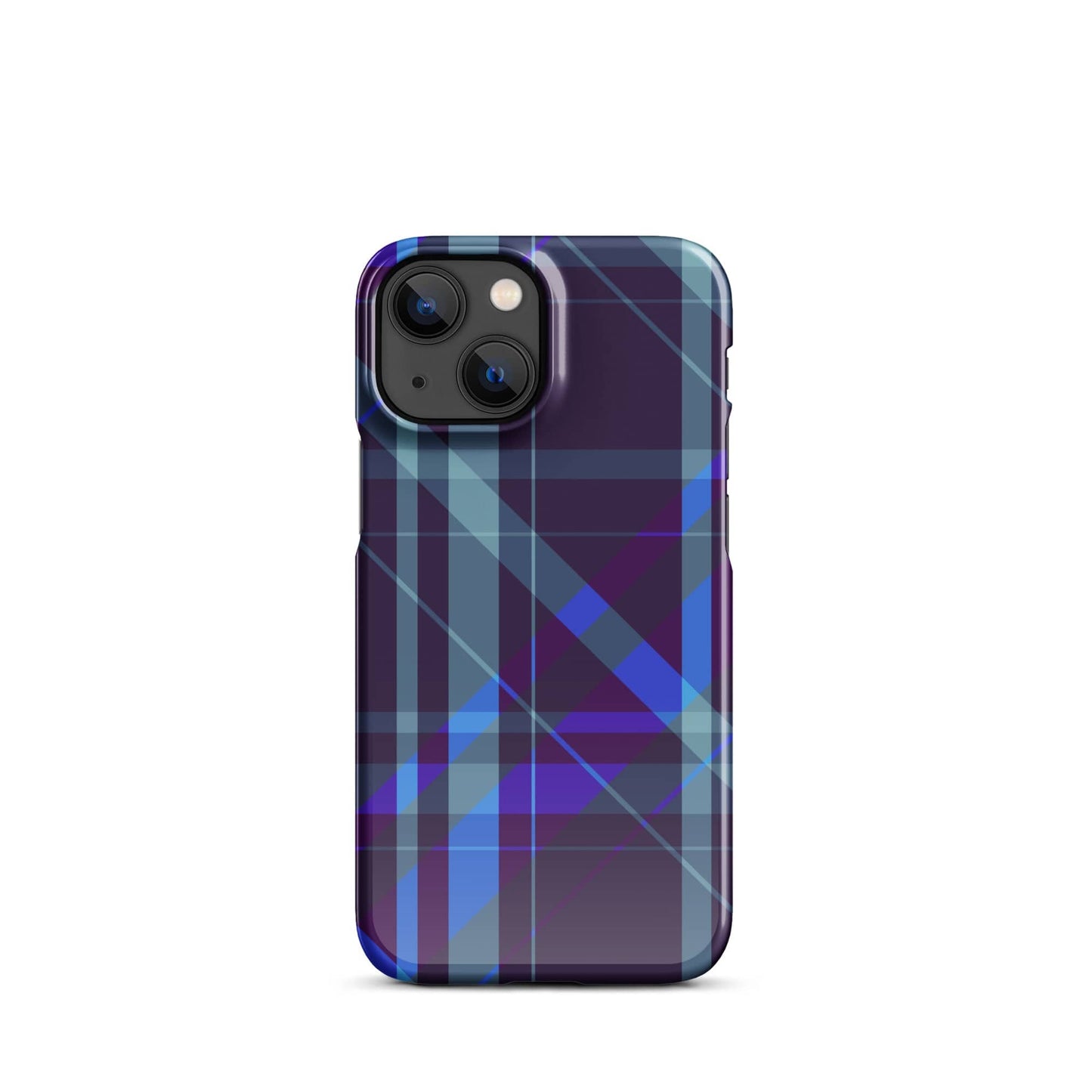 Purple Blue Plaid pattern Snap case for iPhone® iPhone 13 Mini