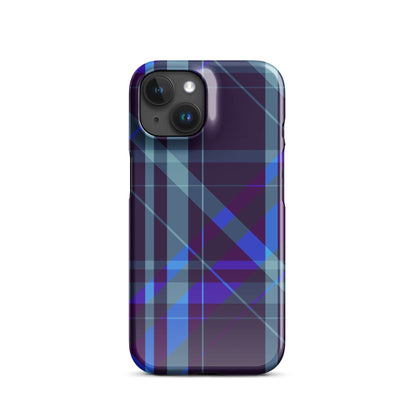 Purple Blue Plaid pattern Snap case for iPhone® iPhone 15