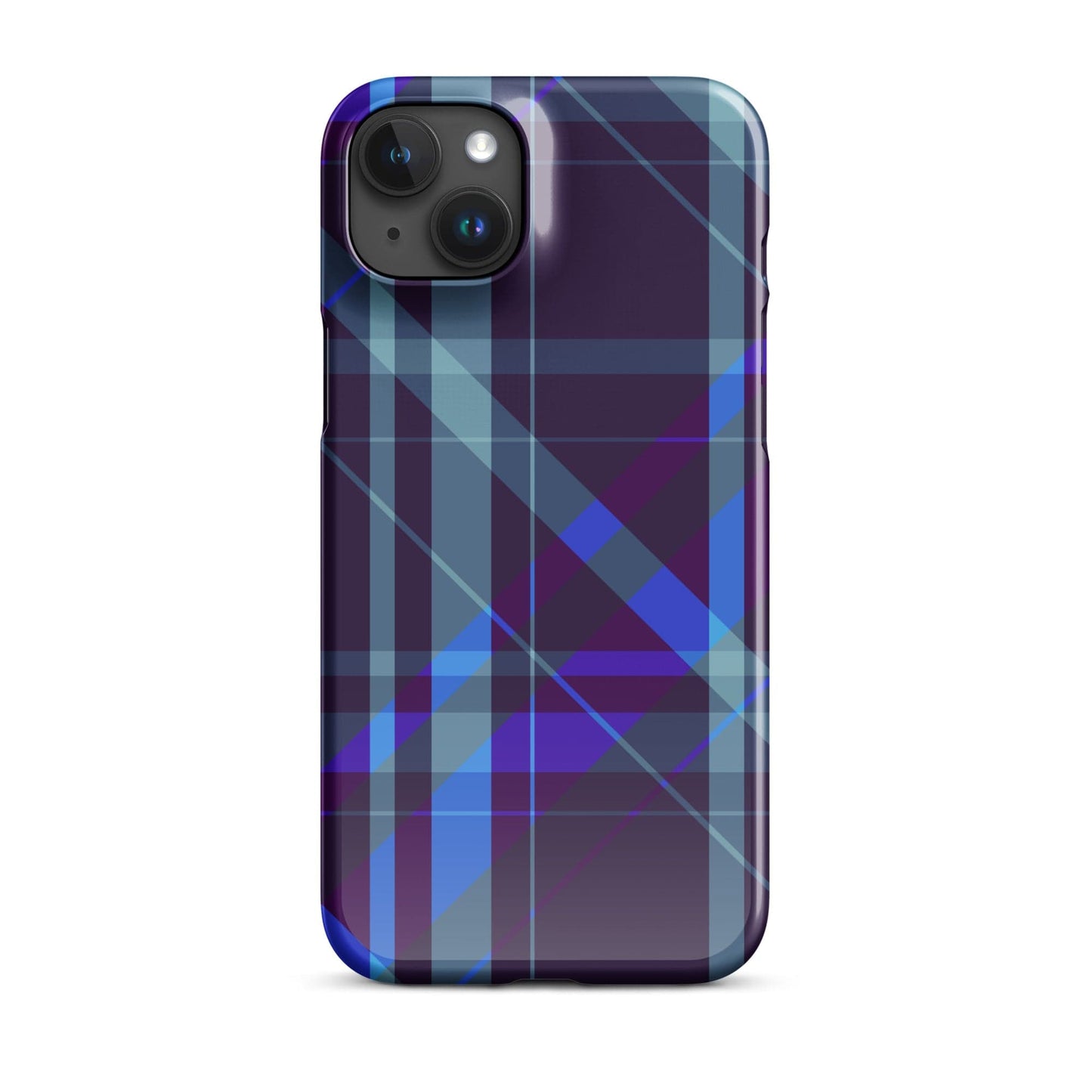 Purple Blue Plaid pattern Snap case for iPhone® iPhone 15 Plus