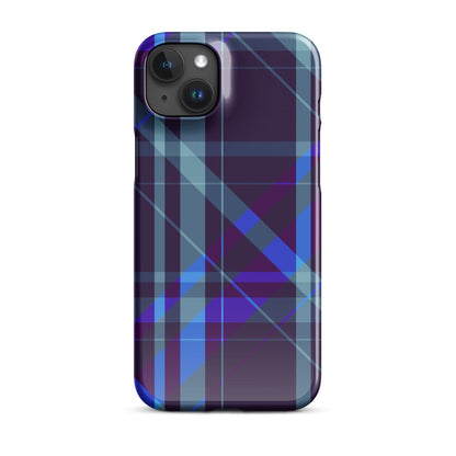 Purple Blue Plaid pattern Snap case for iPhone® iPhone 15 Plus