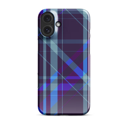 Purple Blue Plaid pattern Snap case for iPhone® iPhone 16 Plus