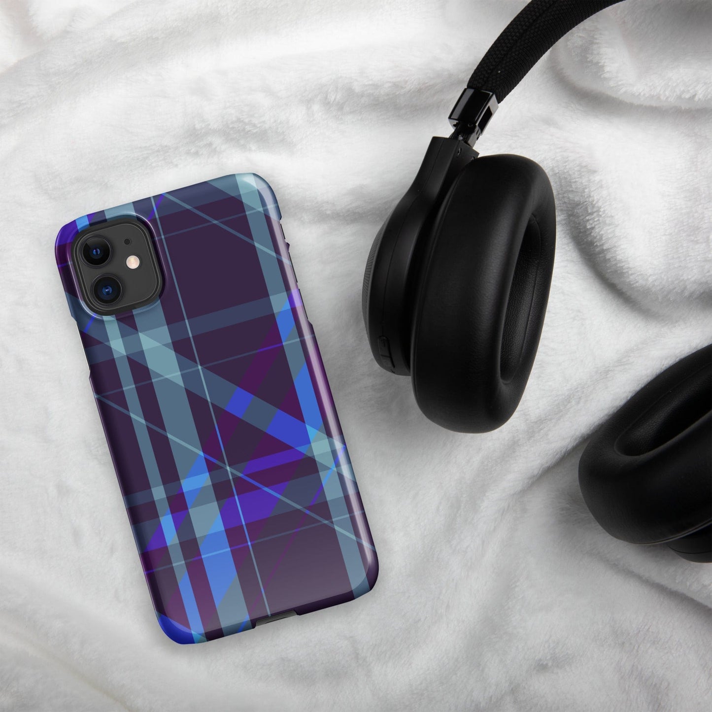 Purple Blue Plaid pattern Snap case for iPhone®