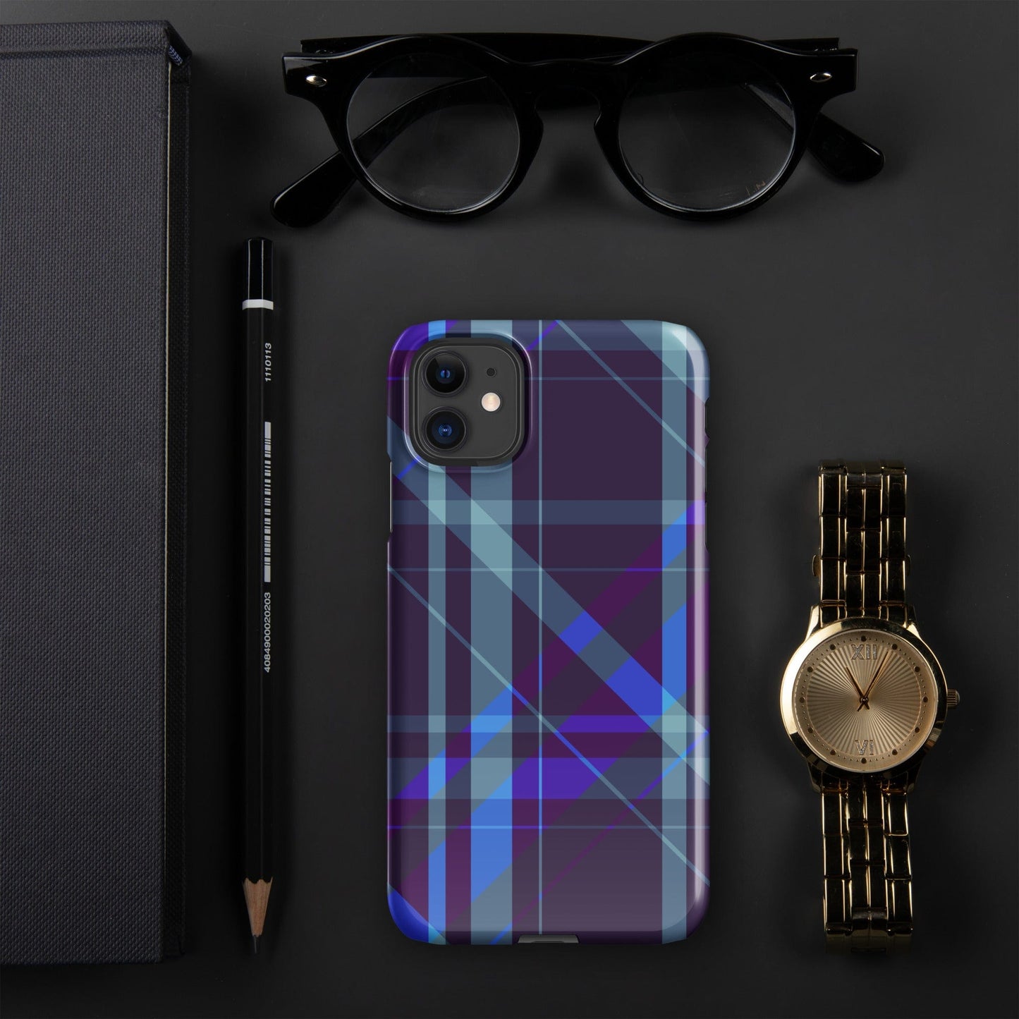 Purple Blue Plaid pattern Snap case for iPhone®