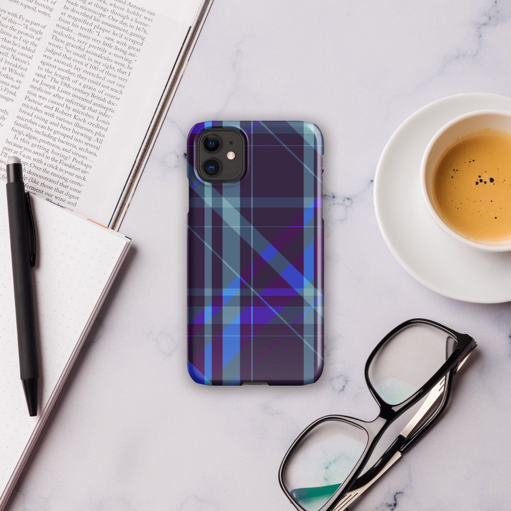 Purple Blue Plaid pattern Snap case for iPhone®