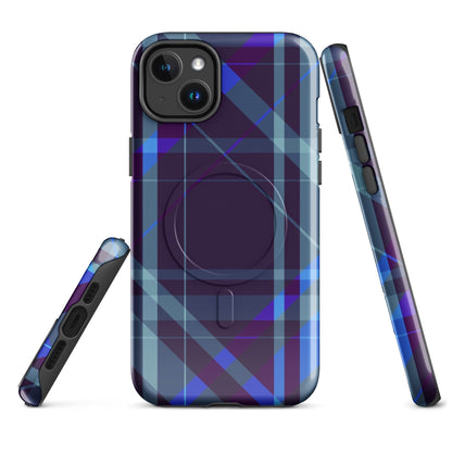 Purple Plaid MagSafe® Tough Case for iPhone® – Stylish and Durable Protection iPhone 14 Plus