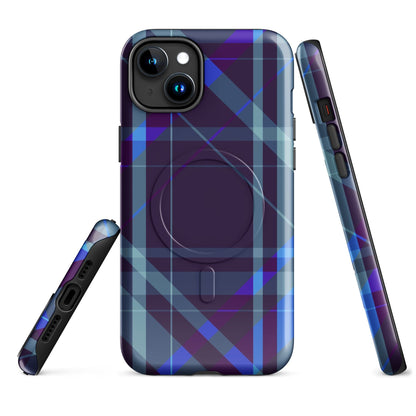 Purple Plaid MagSafe® Tough Case for iPhone® – Stylish and Durable Protection iPhone 15 Plus