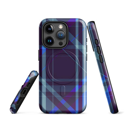 Purple Plaid MagSafe® Tough Case for iPhone® – Stylish and Durable Protection iPhone 15 Pro