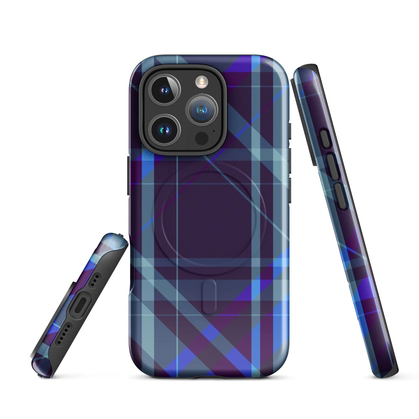 Purple Plaid MagSafe® Tough Case for iPhone® – Stylish and Durable Protection iPhone 16 Pro