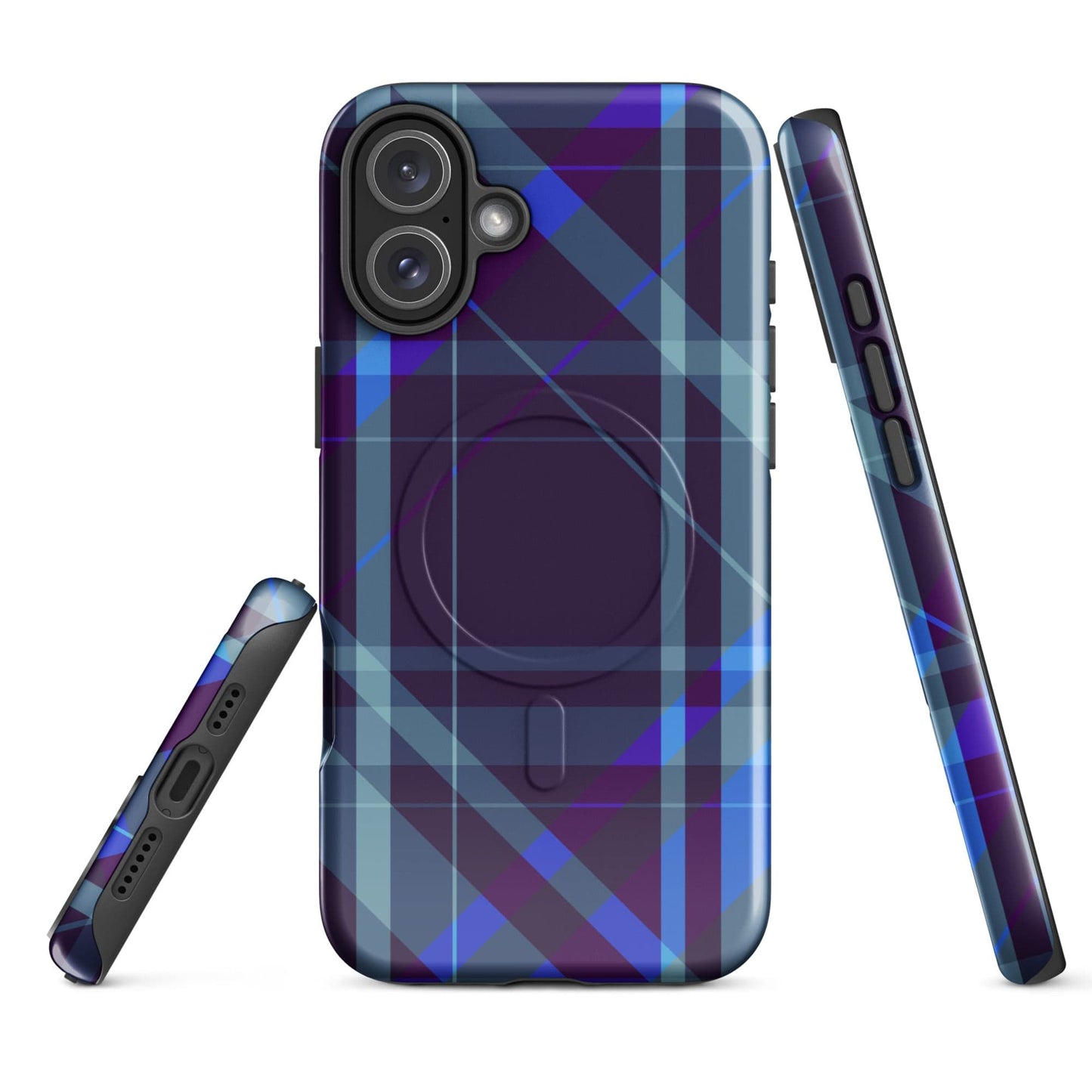 Purple Plaid MagSafe® Tough Case for iPhone® – Stylish and Durable Protection iPhone 16 Plus