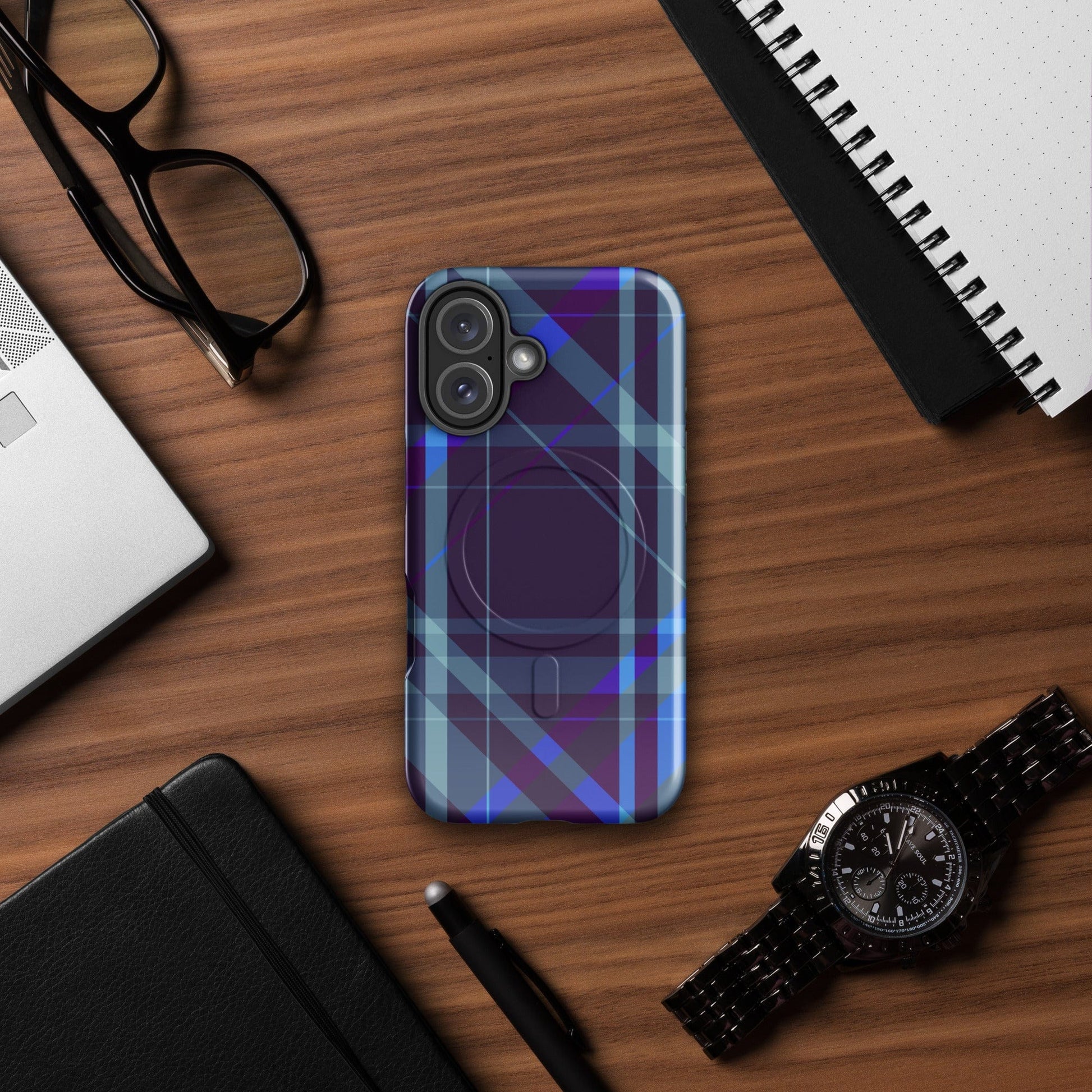 Purple Plaid MagSafe® Tough Case for iPhone® – Stylish and Durable Protection