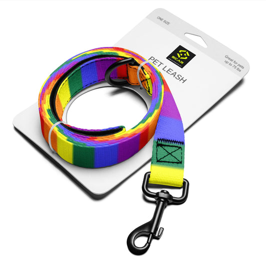 Rainbow Flag Gay Pride Colors LGBTQ+ Pet Leash – Vibrant Pride Accessories for Dogs & Cats | LGBTQ Pet Pride Parade Gear