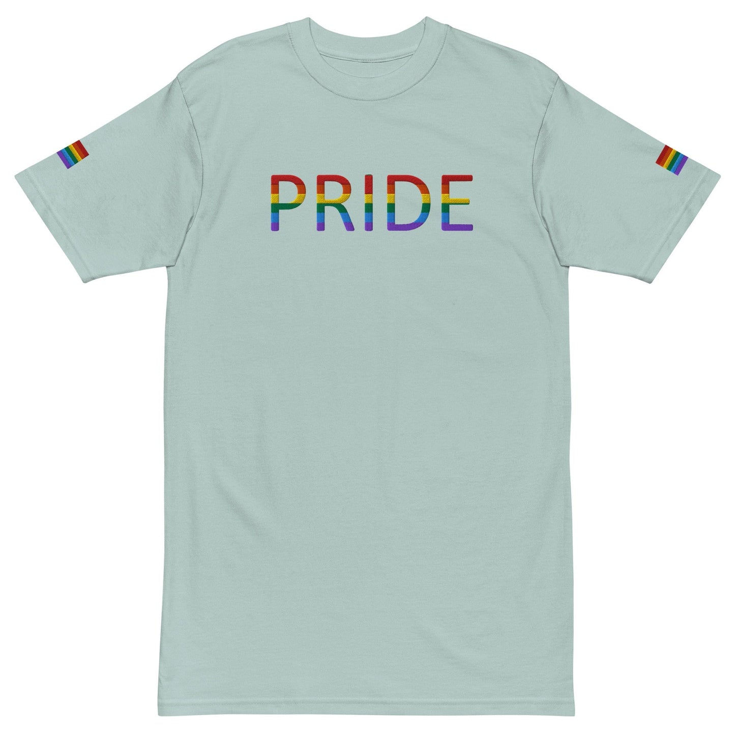 Rainbow Flag LGBTQ+ Pride Men’s premium heavyweight Tee Agave / S