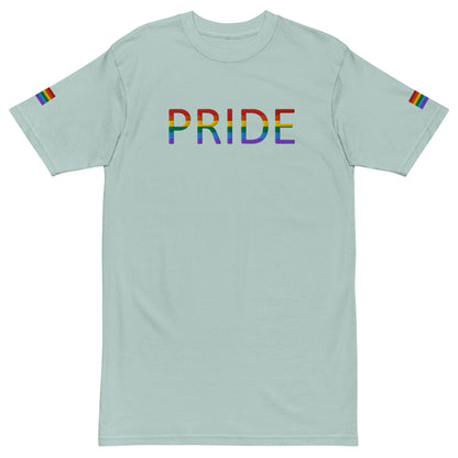 Rainbow Flag LGBTQ+ Pride Men’s premium heavyweight Tee Agave / S