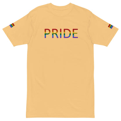 Rainbow Flag LGBTQ+ Pride Men’s premium heavyweight Tee Vintage Gold / S