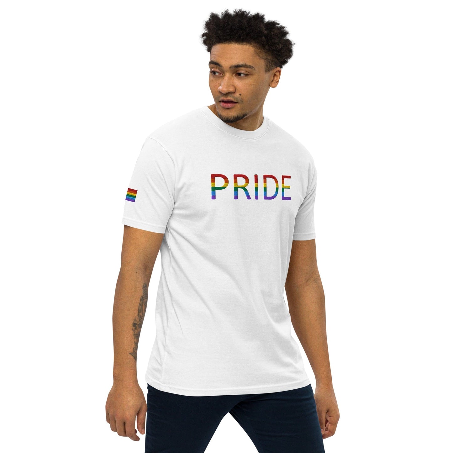 Rainbow Flag LGBTQ+ Pride Men’s premium heavyweight Tee