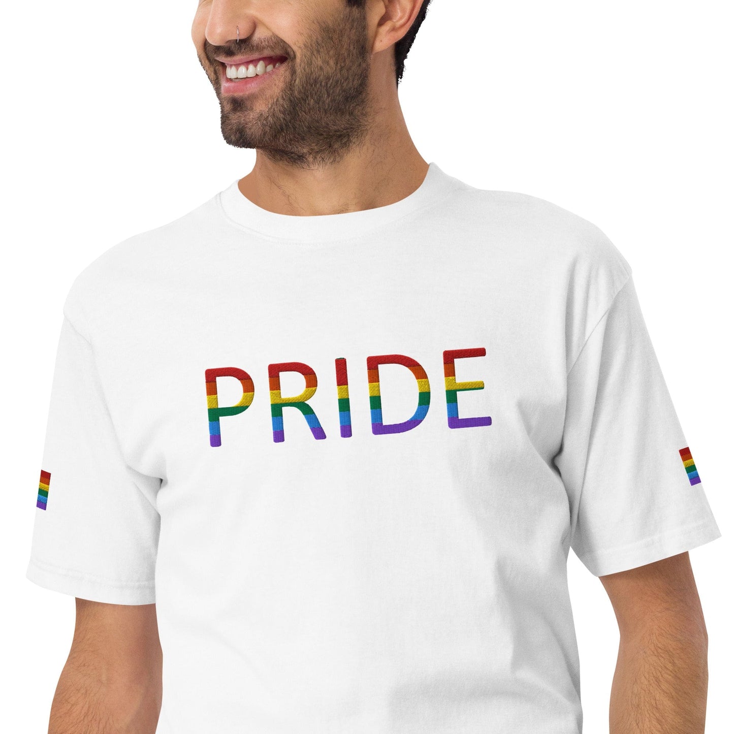 Rainbow Flag LGBTQ+ Pride Men’s premium heavyweight Tee