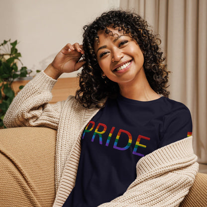 Rainbow Flag LGBTQ+ Pride Women's Relaxed T-Shirt Navy / S