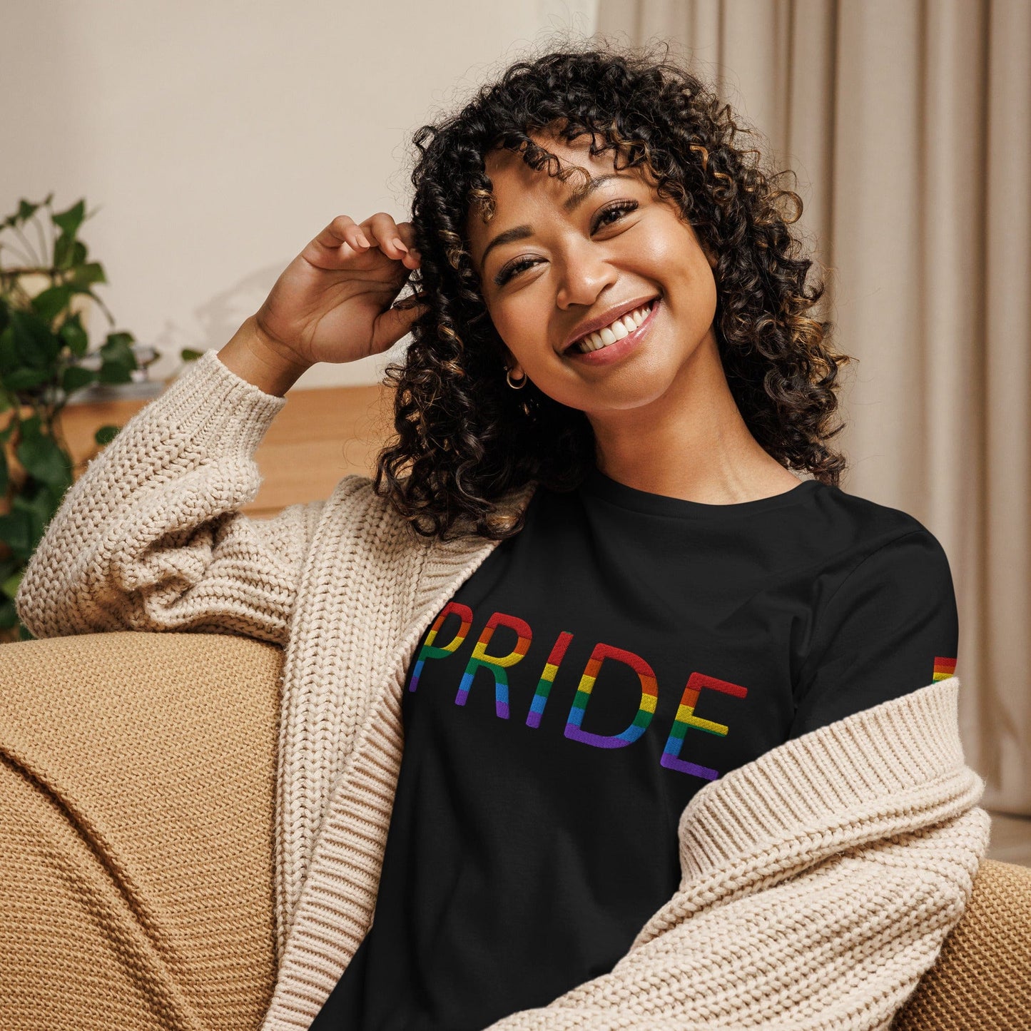 Rainbow Flag LGBTQ+ Pride Women's Relaxed T-Shirt Black / S