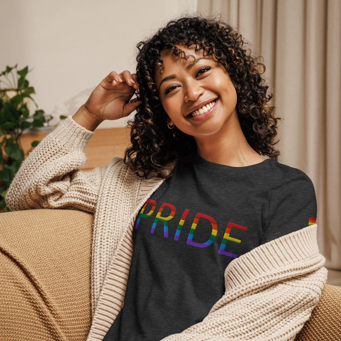 Rainbow Flag LGBTQ+ Pride Women's Relaxed T-Shirt Dark Grey Heather / S