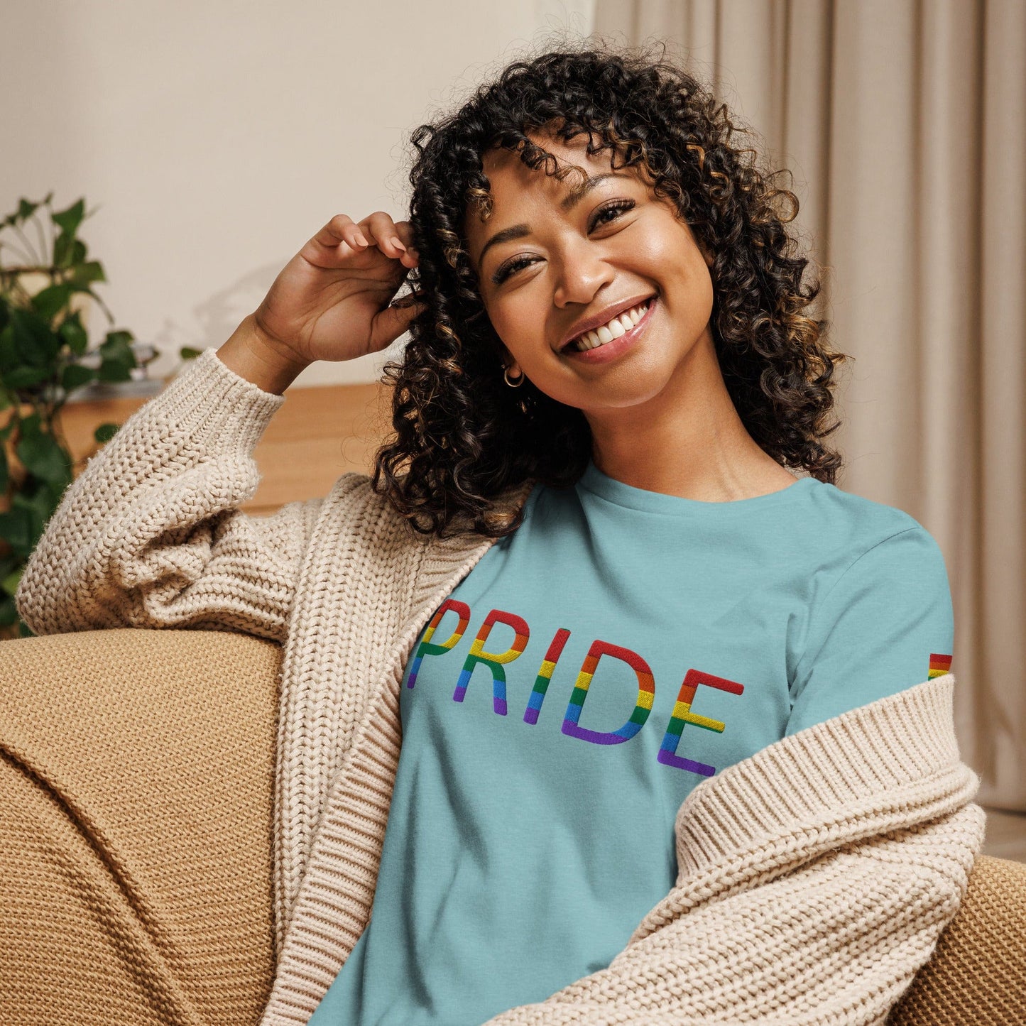 Rainbow Flag LGBTQ+ Pride Women's Relaxed T-Shirt Heather Blue Lagoon / S