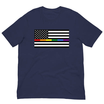 Rainbow Thin Blue Line American Flag Navy / XS