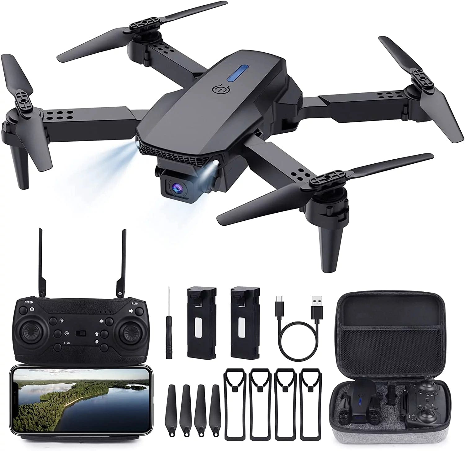 RC Mini Drones with Camera for Adults 4K for Beginners Kids with Live Video Camera Drones Support Wifi FPV Black