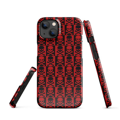 Red and Black Skull Pattern iPhone Snap Case | Gothic Phone Cover | Trendy Protective iPhone Case iPhone 13