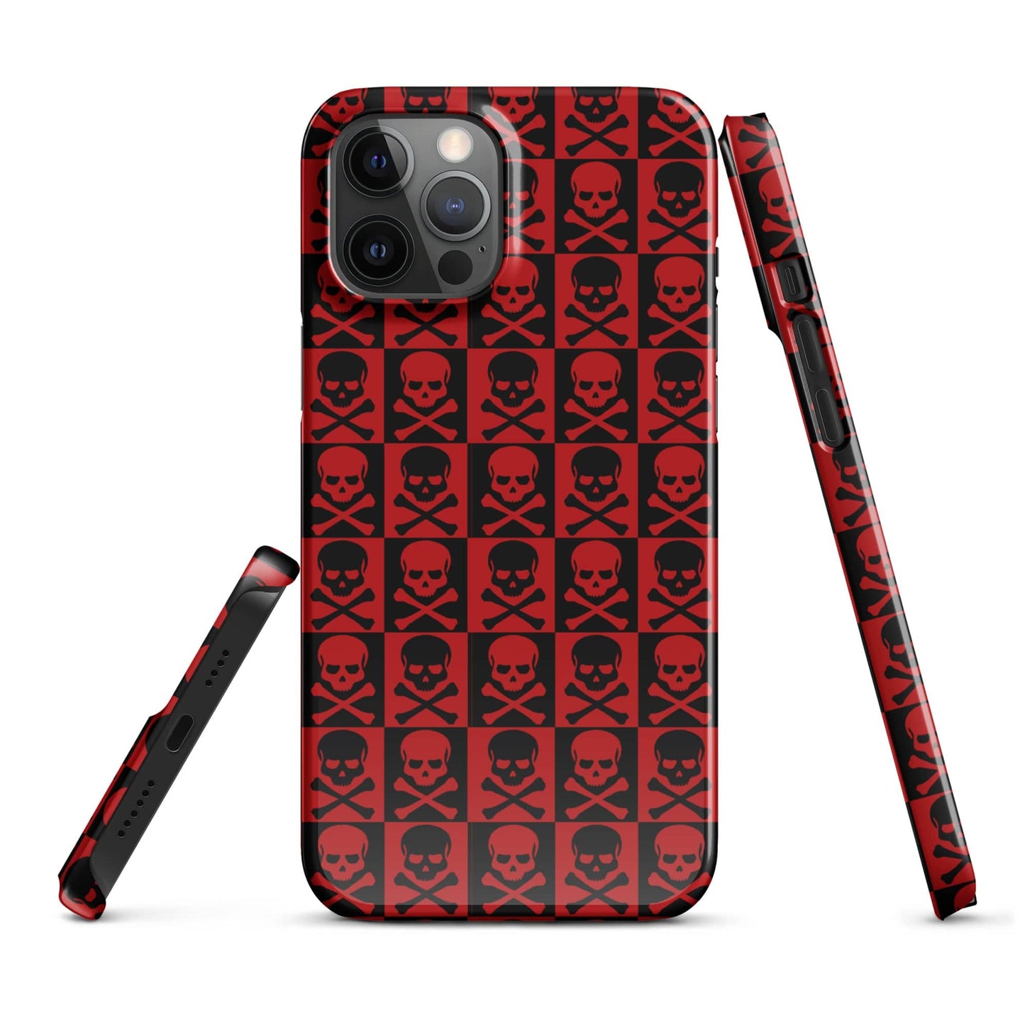 Red and Black Skull Pattern iPhone Snap Case | Gothic Phone Cover | Trendy Protective iPhone Case iPhone 12 Pro Max