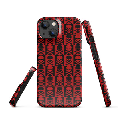 Red and Black Skull Pattern iPhone Snap Case | Gothic Phone Cover | Trendy Protective iPhone Case iPhone 14