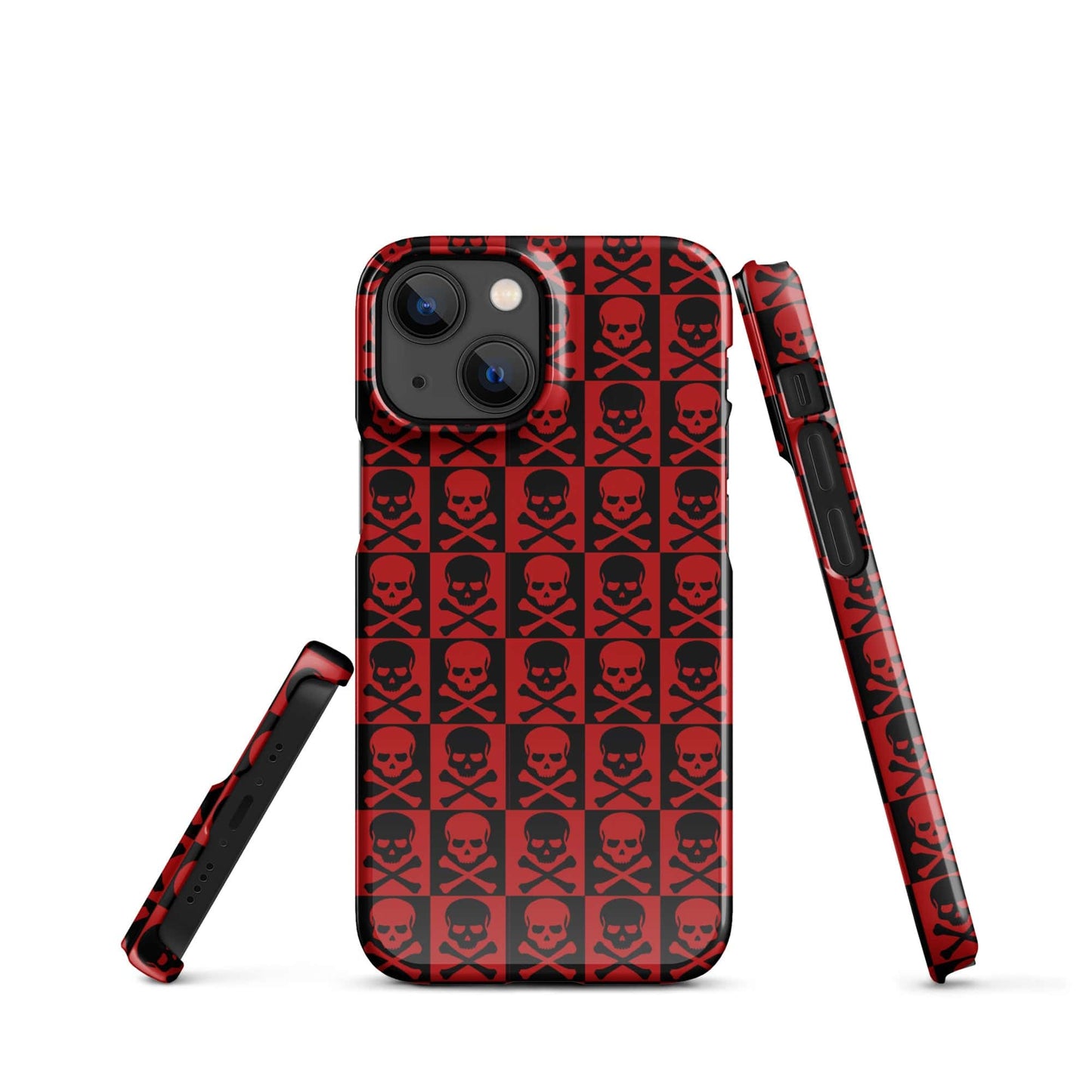 Red and Black Skull Pattern iPhone Snap Case | Gothic Phone Cover | Trendy Protective iPhone Case iPhone 13 Mini