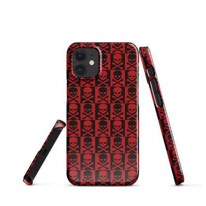 Red and Black Skull Pattern iPhone Snap Case | Gothic Phone Cover | Trendy Protective iPhone Case iPhone 12 Mini