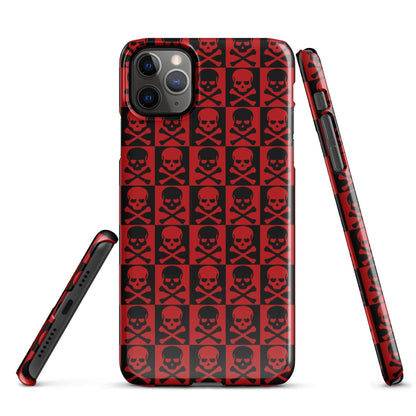 Red and Black Skull Pattern iPhone Snap Case | Gothic Phone Cover | Trendy Protective iPhone Case iPhone 11 Pro Max