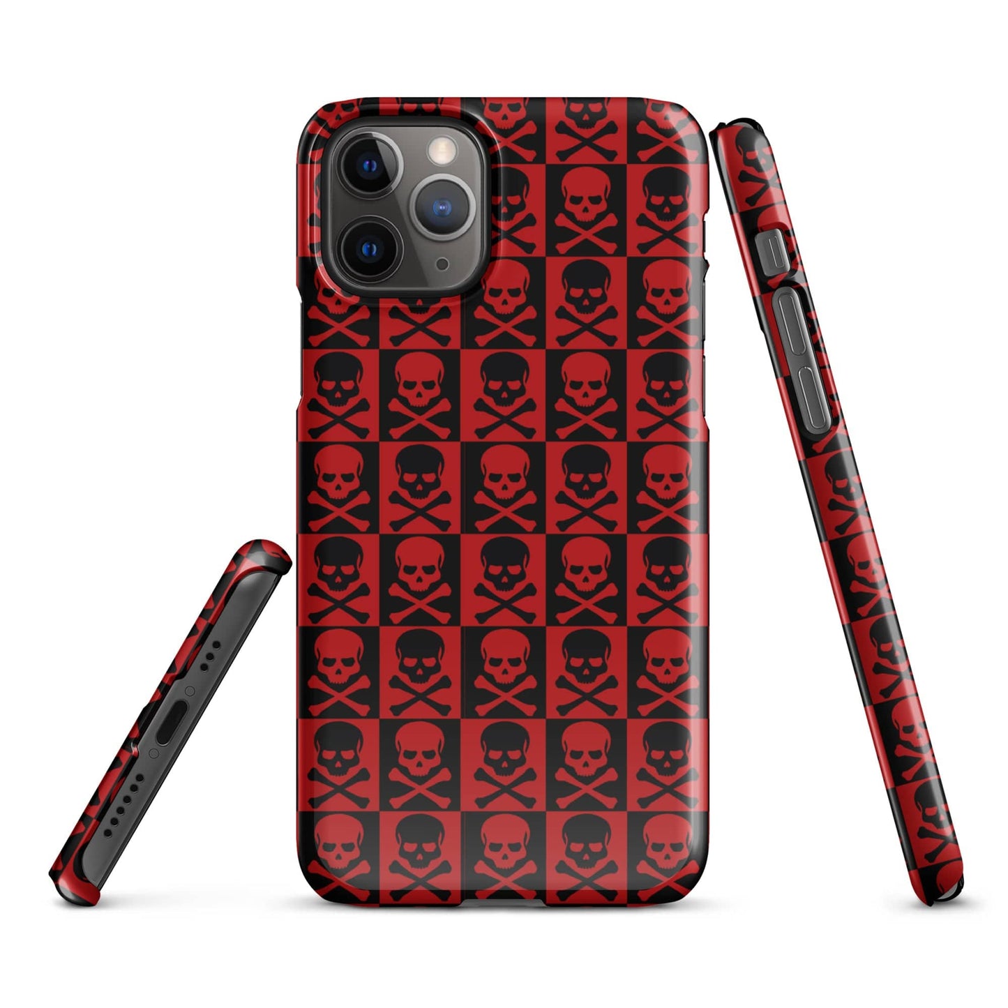 Red and Black Skull Pattern iPhone Snap Case | Gothic Phone Cover | Trendy Protective iPhone Case iPhone 11 Pro