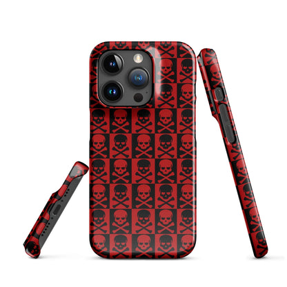 Red and Black Skull Pattern iPhone Snap Case | Gothic Phone Cover | Trendy Protective iPhone Case iPhone 15 Pro