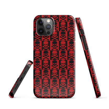 Red and Black Skull Pattern iPhone Snap Case | Gothic Phone Cover | Trendy Protective iPhone Case iPhone 12 Pro