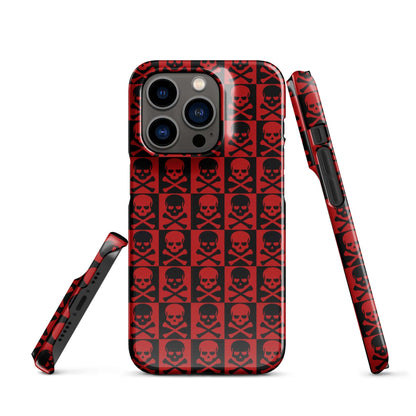 Red and Black Skull Pattern iPhone Snap Case | Gothic Phone Cover | Trendy Protective iPhone Case iPhone 14 Pro