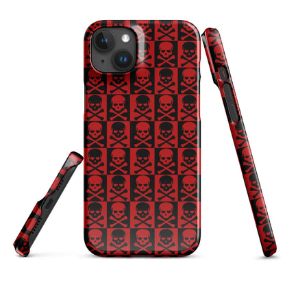 Red and Black Skull Pattern iPhone Snap Case | Gothic Phone Cover | Trendy Protective iPhone Case iPhone 15 Plus