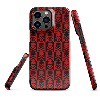 Red and Black Skull Pattern iPhone Snap Case | Gothic Phone Cover | Trendy Protective iPhone Case iPhone 14 Pro Max