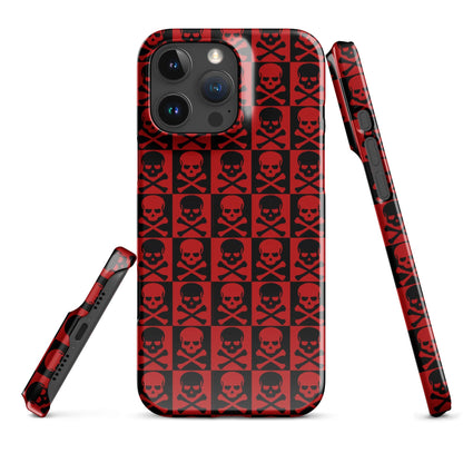 Red and Black Skull Pattern iPhone Snap Case | Gothic Phone Cover | Trendy Protective iPhone Case iPhone 16 Pro Max