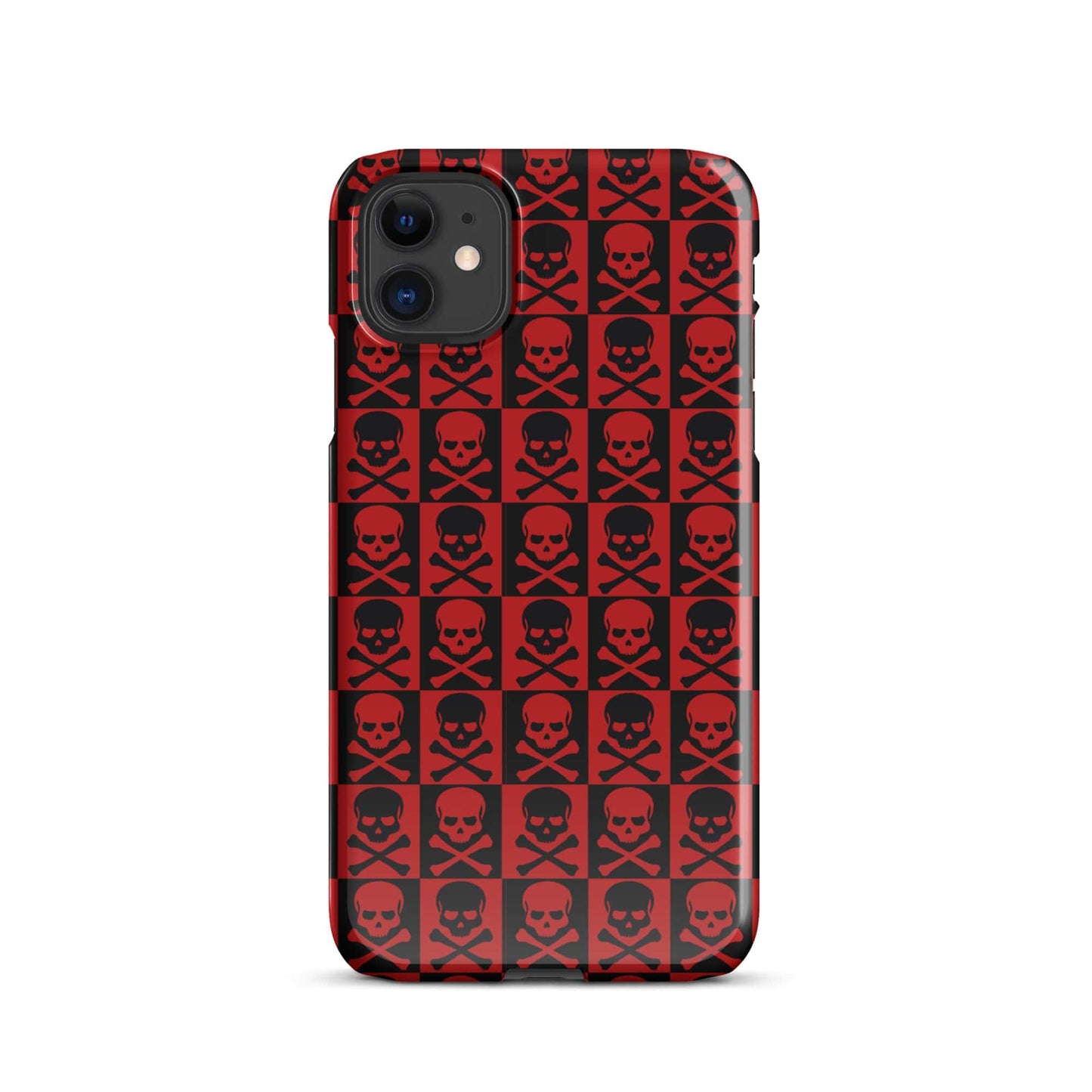 Red and Black Skull Pattern iPhone Snap Case | Gothic Phone Cover | Trendy Protective iPhone Case