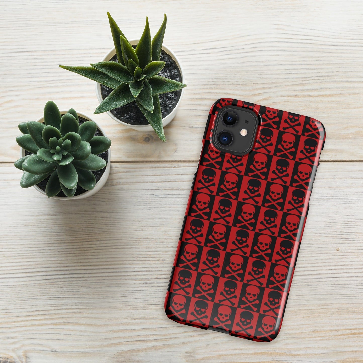 Red and Black Skull Pattern iPhone Snap Case | Gothic Phone Cover | Trendy Protective iPhone Case