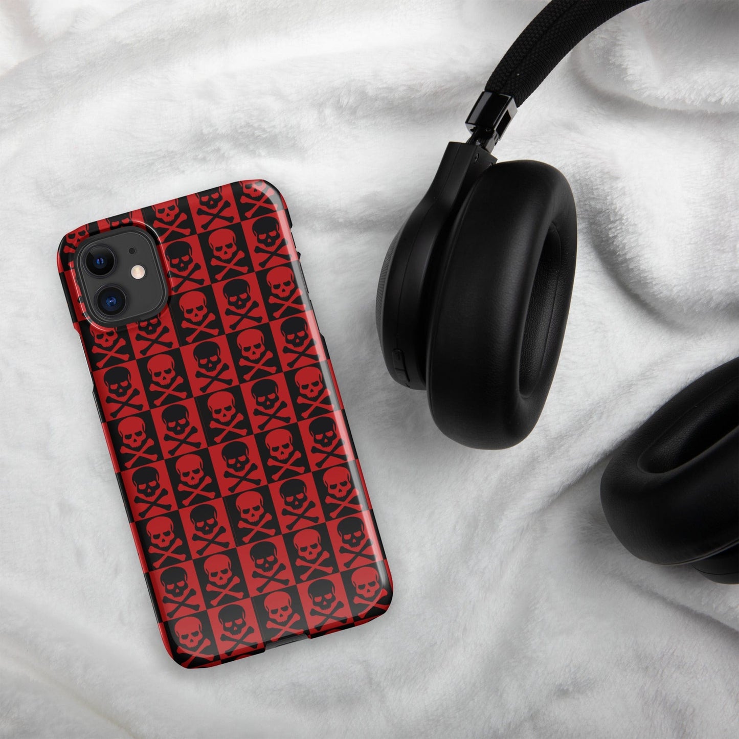 Red and Black Skull Pattern iPhone Snap Case | Gothic Phone Cover | Trendy Protective iPhone Case