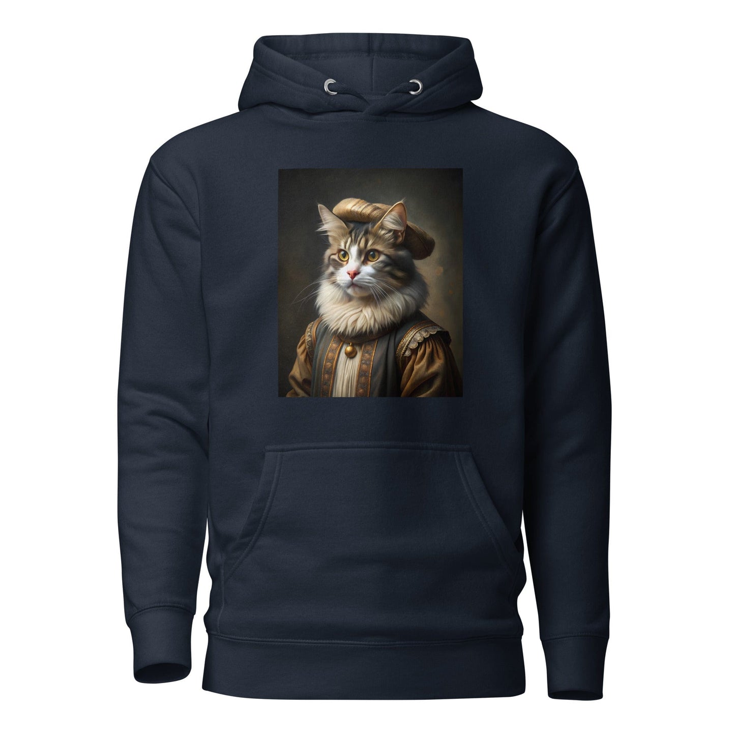 Rembrandt Funny Cat painting Unisex Hoodie Navy Blazer / S