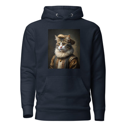 Rembrandt Funny Cat painting Unisex Hoodie Navy Blazer / S