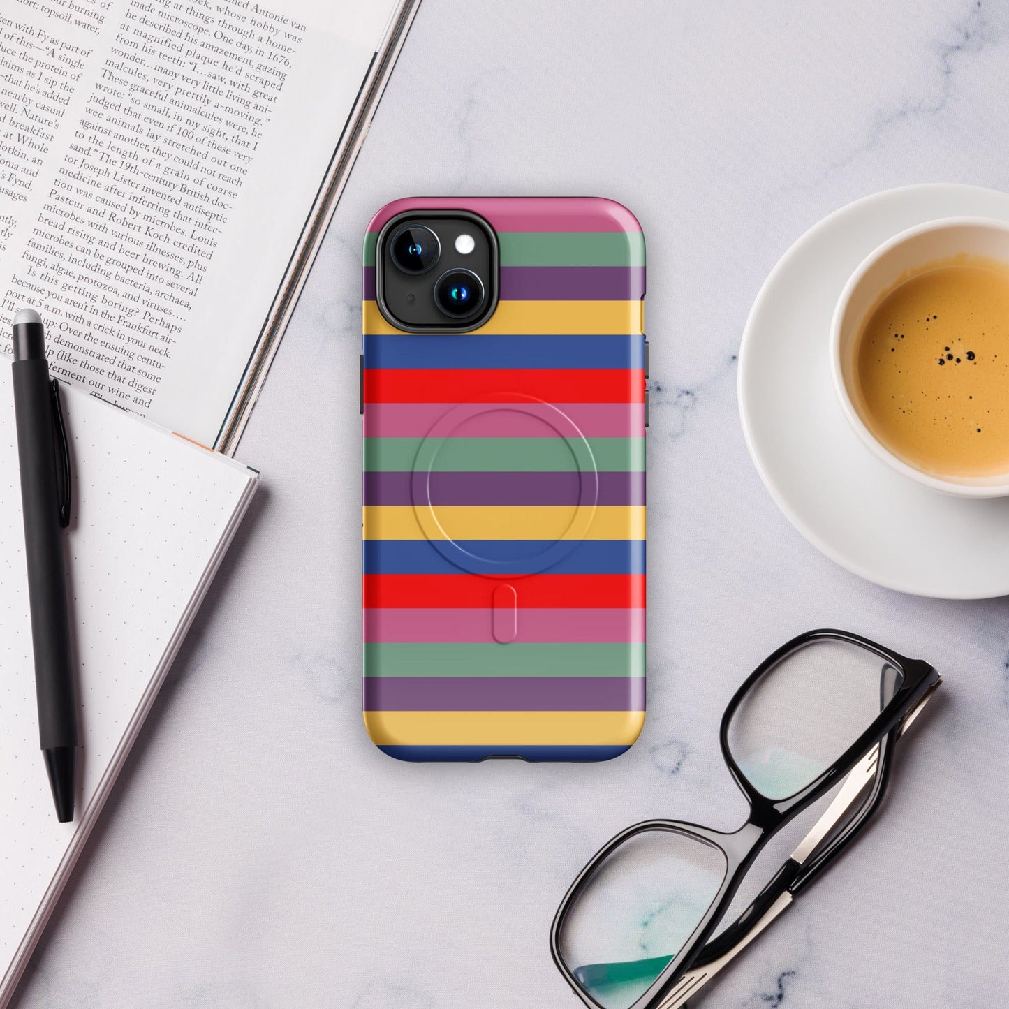 Retro 80's Stripes MagSafe® tough case for iPhone® iPhone 15 Plus