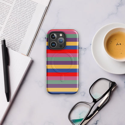 Retro 80's Stripes MagSafe® tough case for iPhone® iPhone 16 Pro